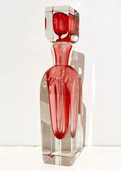 Modern Italian Fuchsia Coral Pink Crystal Murano Glass Set of 2 Tall Bottles - 4238226