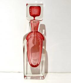 Modern Italian Fuchsia Coral Pink Crystal Murano Glass Set of 2 Tall Bottles - 4238227