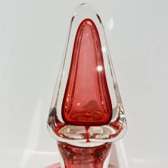 Modern Italian Fuchsia Coral Pink Crystal Murano Glass Set of 2 Tall Bottles - 4238231