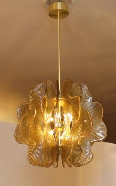Modern Italian Gold Textured Glass Chandelier in Stock - 4549141