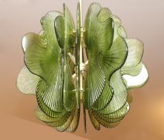 Modern Italian Green Textured Glass Chandelier in Stock - 4549135