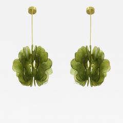 Modern Italian Green Textured Glass Chandelier in Stock - 4560832