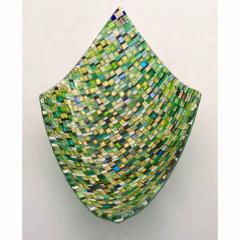 Modern Italian Jewel Like Green Yellow 24Kt Gold Murano Art Glass Mosaic Bowl - 407428