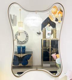 Modern Italian Minimalist Brass Mirror with Organic Asymmetric Curved Frame - 4308380