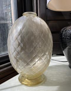 Modern Italian Pair of Gold Honeycomb Murano Glass Organic Round Vases - 2857545