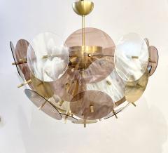 Modern Italian Pastel Rose Pink Yellow White Murano Glass Sputnik Flushmount - 2979391