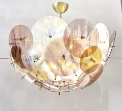 Modern Italian Pastel Rose Pink Yellow White Murano Glass Sputnik Flushmount - 2979392