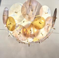 Modern Italian Pastel Rose Pink Yellow White Murano Glass Sputnik Flushmount - 2979393