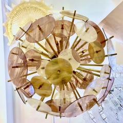 Modern Italian Pastel Rose Pink Yellow White Murano Glass Sputnik Flushmount - 2979394