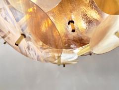 Modern Italian Pastel Rose Pink Yellow White Murano Glass Sputnik Flushmount - 2979395