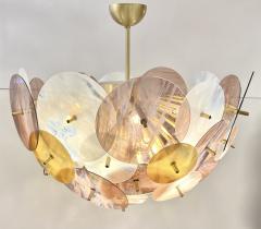 Modern Italian Pastel Rose Pink Yellow White Murano Glass Sputnik Flushmount - 2979396