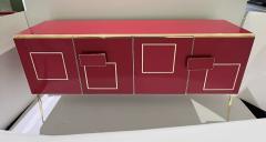 Modern Italian Pink Purple Glass Geometric Postmodern Brass Cabinet Sideboard - 3744669