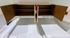 Modern Italian Pink Purple Glass Geometric Postmodern Brass Cabinet Sideboard - 3744670