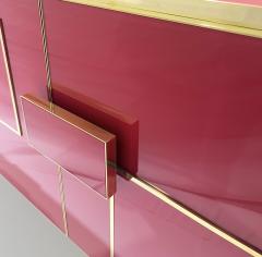 Modern Italian Pink Purple Glass Geometric Postmodern Brass Cabinet Sideboard - 3744672