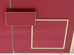 Modern Italian Pink Purple Glass Geometric Postmodern Brass Cabinet Sideboard - 3744673