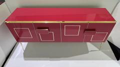 Modern Italian Pink Purple Glass Geometric Postmodern Brass Cabinet Sideboard - 3744676