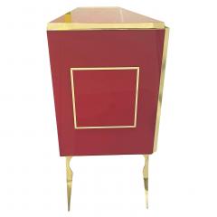 Modern Italian Pink Purple Glass Geometric Postmodern Brass Cabinet Sideboard - 3744677