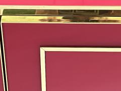 Modern Italian Pink Purple Glass Geometric Postmodern Brass Cabinet Sideboard - 3744679