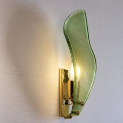 Modern Italian Sanded Green Leaf Murano Glass Wall Sconces 4 Piece Set - 4754787