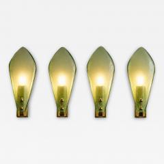 Modern Italian Sanded Green Leaf Murano Glass Wall Sconces 4 Piece Set - 4759285