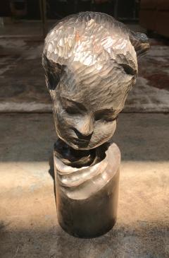 Modern Italian Sculpture Sterling Silver Child Portrait 1970s - 1043306