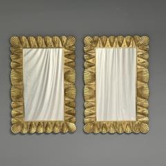 Modern Italian Wall Mirrors Scallop Motif Murano Glass Gold Gilt - 3809503