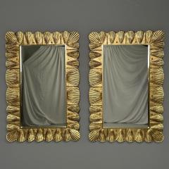 Modern Italian Wall Mirrors Scallop Motif Murano Glass Gold Gilt - 3809510