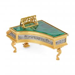 Modern Italian silver and malachite miniature piano model - 4283673