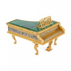 Modern Italian silver and malachite miniature piano model - 4283674