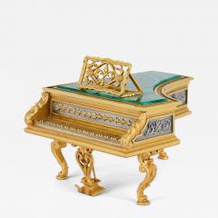 Modern Italian silver and malachite miniature piano model - 4288080