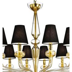 Modern Linear Transparent and Gold Leaf Murano Glass Chandelier - 4566930