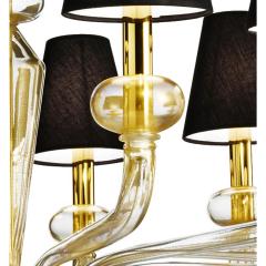 Modern Linear Transparent and Gold Leaf Murano Glass Chandelier - 4566931