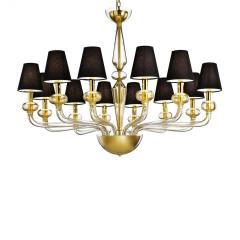 Modern Linear Transparent and Gold Leaf Murano Glass Chandelier - 4566932