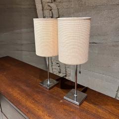 Modern MSE Chrome Table Lamps Woven Shade - 3569586