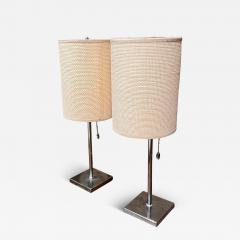 Modern MSE Chrome Table Lamps Woven Shade - 3573804