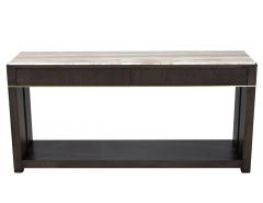 Modern Marble Top Walnut with Brass Detail Console Table - 3906709