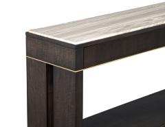 Modern Marble Top Walnut with Brass Detail Console Table - 3906711