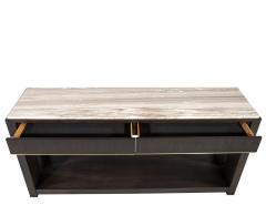 Modern Marble Top Walnut with Brass Detail Console Table - 3906712