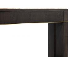 Modern Marble Top Walnut with Brass Detail Console Table - 3906717