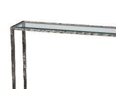 Modern Metal Console Table with Hammered Details by Maitland Smith - 3402119