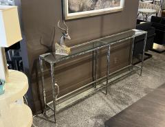 Modern Metal Console Table with Hammered Details by Maitland Smith - 3402124