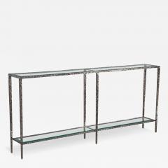 Modern Metal Console Table with Hammered Details by Maitland Smith - 3402916