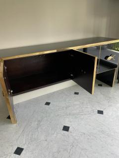 Modern Midcentury Style Black Glass and Brass Sideboard or Credenza - 3383501