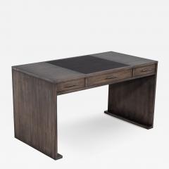 Modern Minimalist Oak Leather Top Writing Desk - 2729877