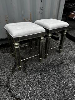Modern Mirrored Stool in Linen Fabric 2 available  - 4481627