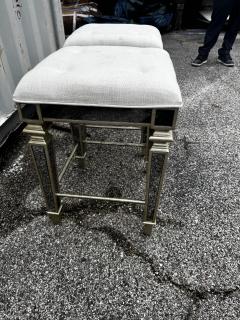Modern Mirrored Stool in Linen Fabric 2 available  - 4481628