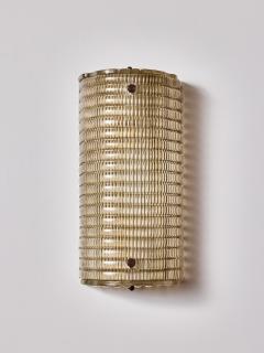 Modern Murano Ribbed Smoked Glass Wall Sconces - 4720986