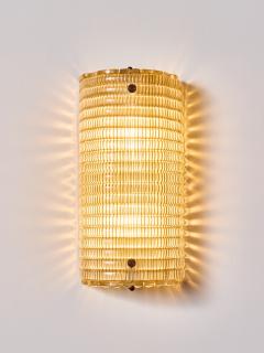 Modern Murano Ribbed Smoked Glass Wall Sconces - 4720987