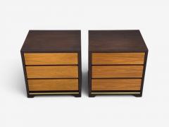 Modern Nightstands or Bedside Tables Stained Wood Brass USA 21st c  - 4612802