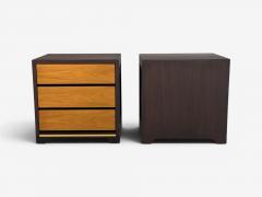Modern Nightstands or Bedside Tables Stained Wood Brass USA 21st c  - 4612804